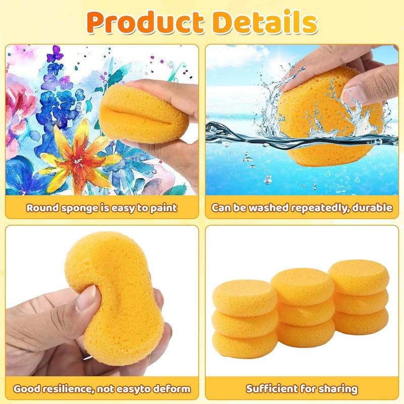 Clofiak 12Pcs Pottery Sponges, Elasticity Round Shoe Polish Sponge, Soft Yellow Clay Sponges for Kitchen Shoes Leather Care Painting Crafts - Image 3